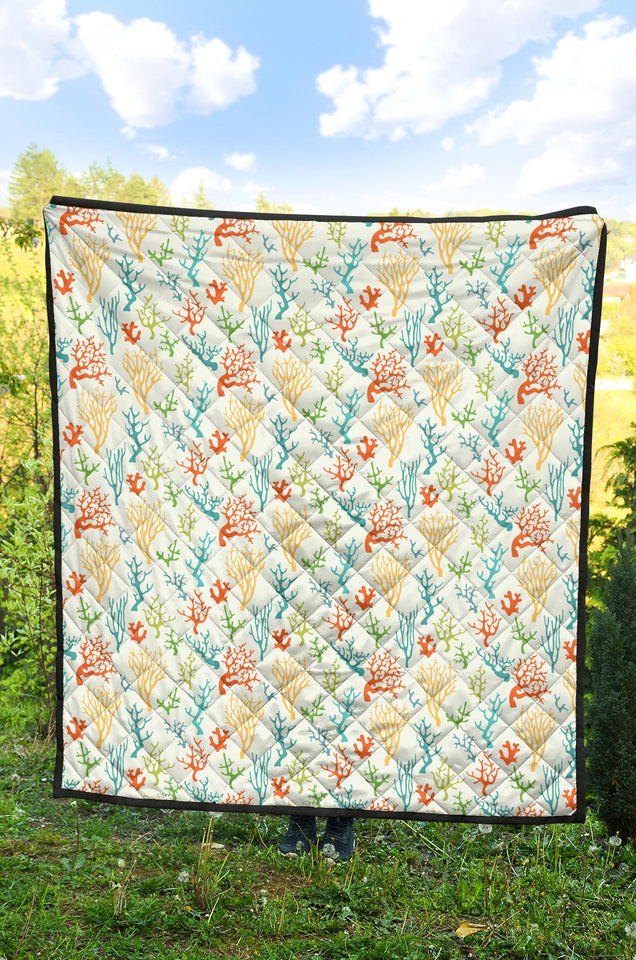 Coral Reef Pattern Print Design 02 Premium Quilt