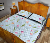 Watercolor Tulips pattern Quilt Bed Set