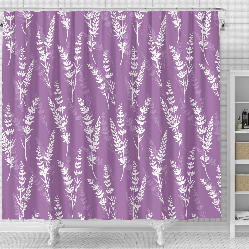Lavender Flowers Purple Pattern Shower Curtain Fulfilled In US