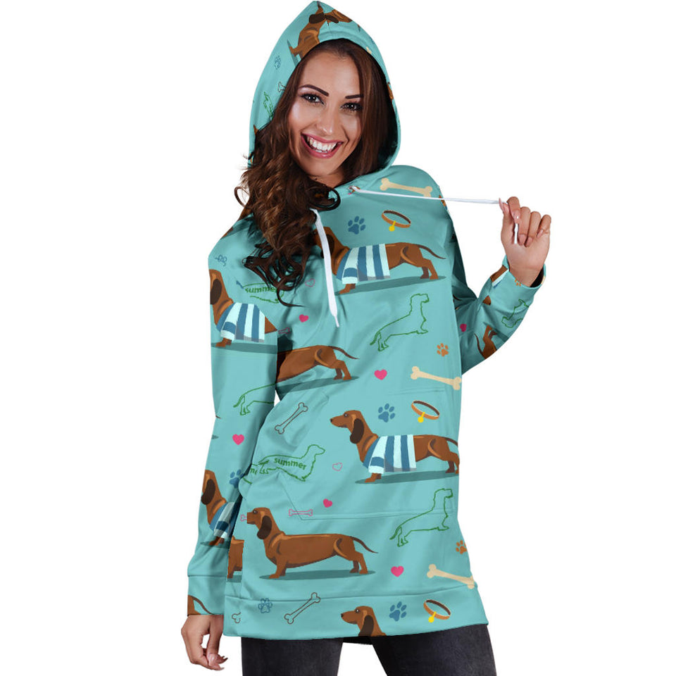 Dachshund Decorative Background Women'S Hoodie Dress