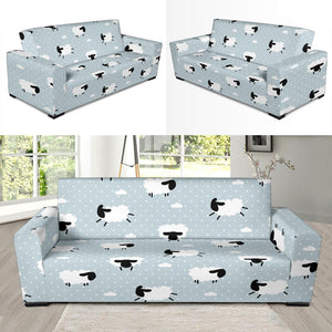Sheep Polka Dot Cloud Pattern Sofa Slipcover