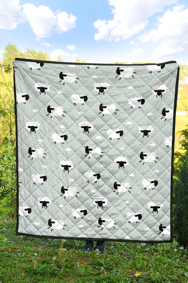 Sheep Polka Dot Cloud Pattern Premium Quilt.