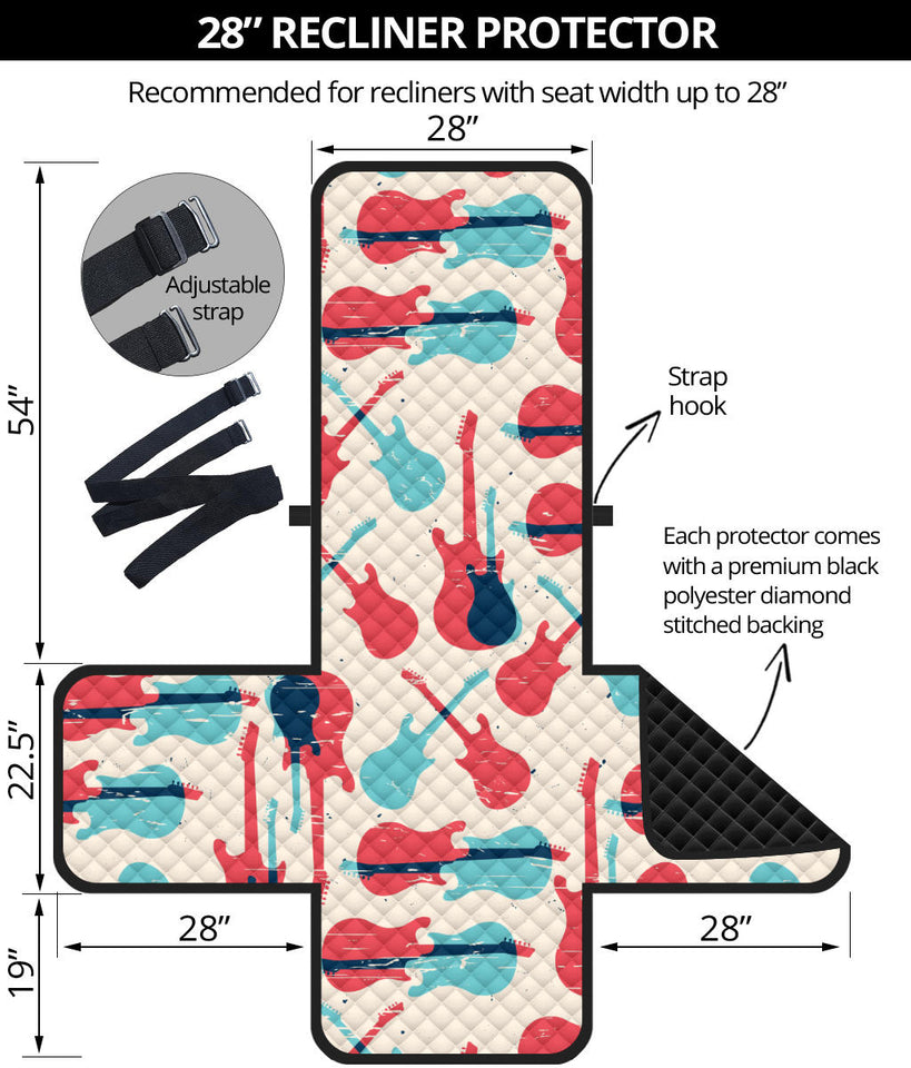 Red Blue guitar pattern Recliner Cover Protector