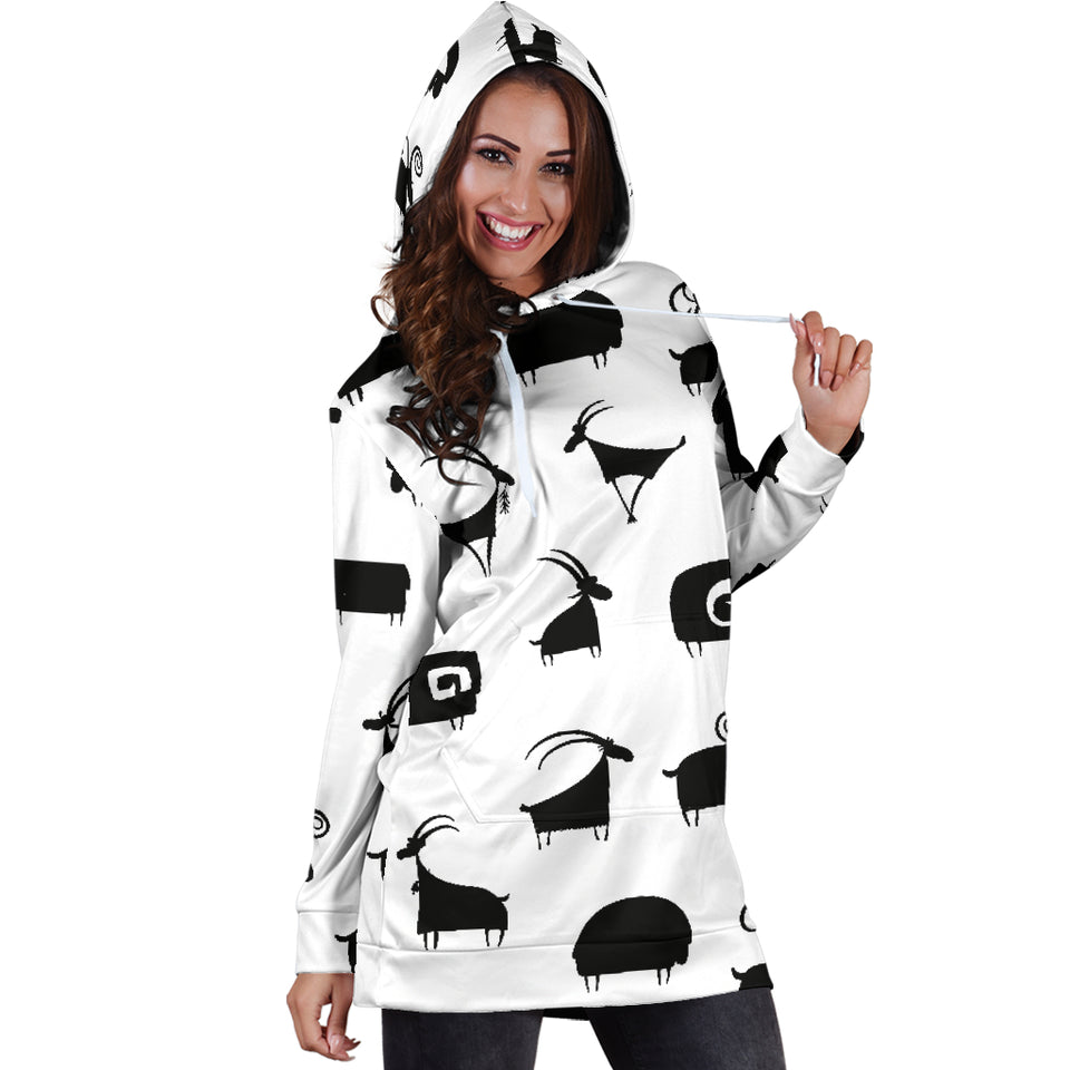 Goat Ram Pattern Women'S Hoodie Dress