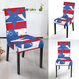 American Football Ball Star Stripes Pattern Dining Chair Slipcover