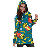 French Fries Red Paper Box Pattern Women'S Hoodie Dress