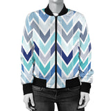Zigzag  Chevron Blue Pattern Women'S Bomber Jacket