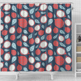 Dragon Fruits Dark Blue Background Shower Curtain Fulfilled In US