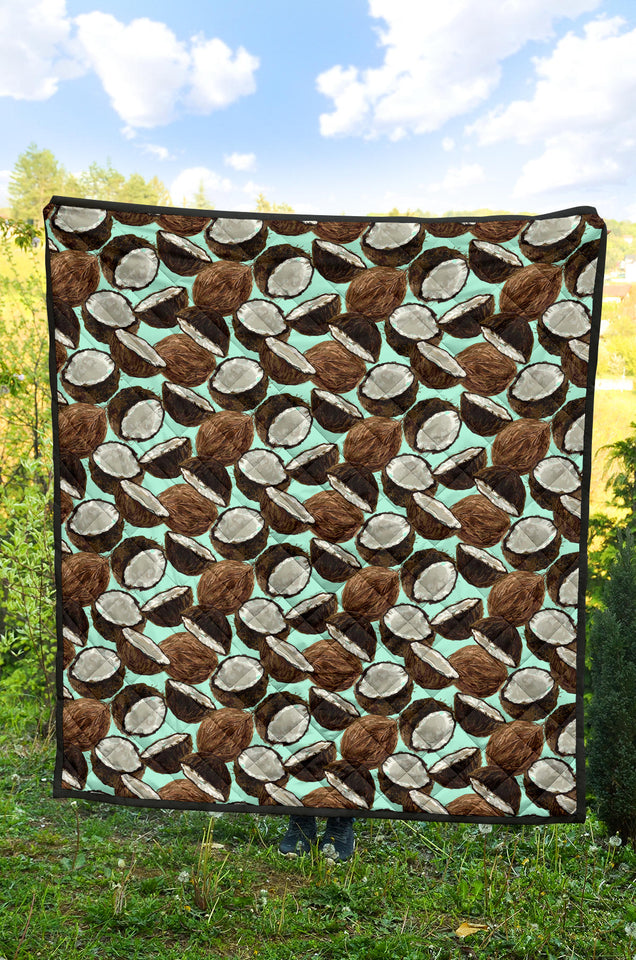 Coconut Pattern Print Design 03 Premium Quilt