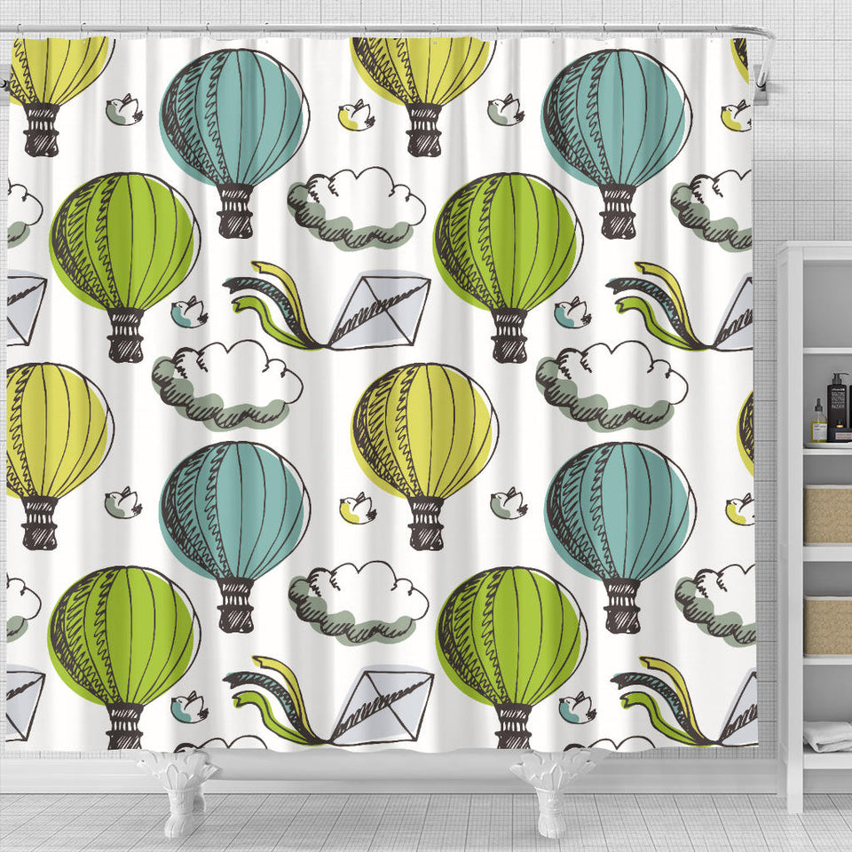 Hot Air Balloon Bird Cloud Pattern Shower Curtain Fulfilled In US
