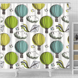 Hot Air Balloon Bird Cloud Pattern Shower Curtain Fulfilled In US