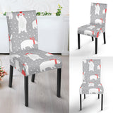 Cute Polar Bear Christmas Snow Pattern Dining Chair Slipcover