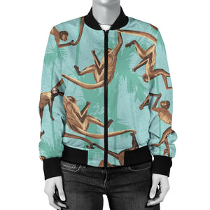 Monkey Palm Tree Background Women'S Bomber Jacket