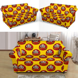 Daruma Japanese Wooden Doll Yellow Background Loveseat Couch Slipcover