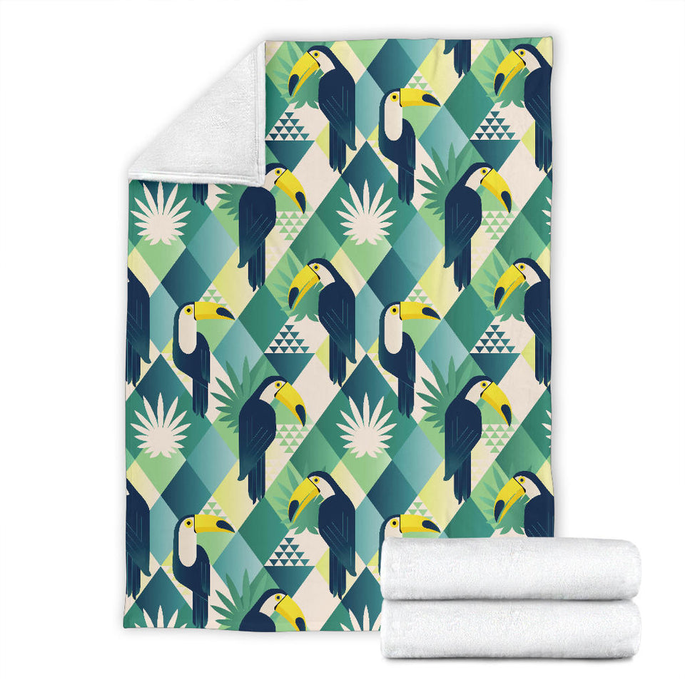 Toucan Tropical Leaves Design Pattern  Premium Blanket