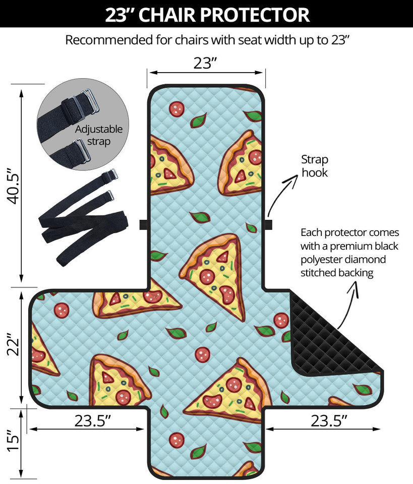 Hand drawn pizza blue background Chair Cover Protector
