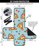 Hand drawn pizza blue background Chair Cover Protector