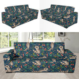 Raccoon Tropical Leaves Pattern Sofa Slipcover