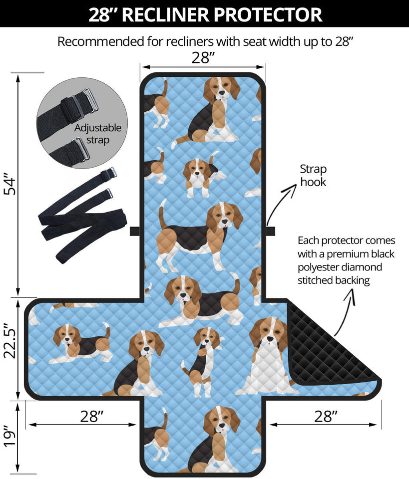 Beagle dog blue background pattern Recliner Cover Protector