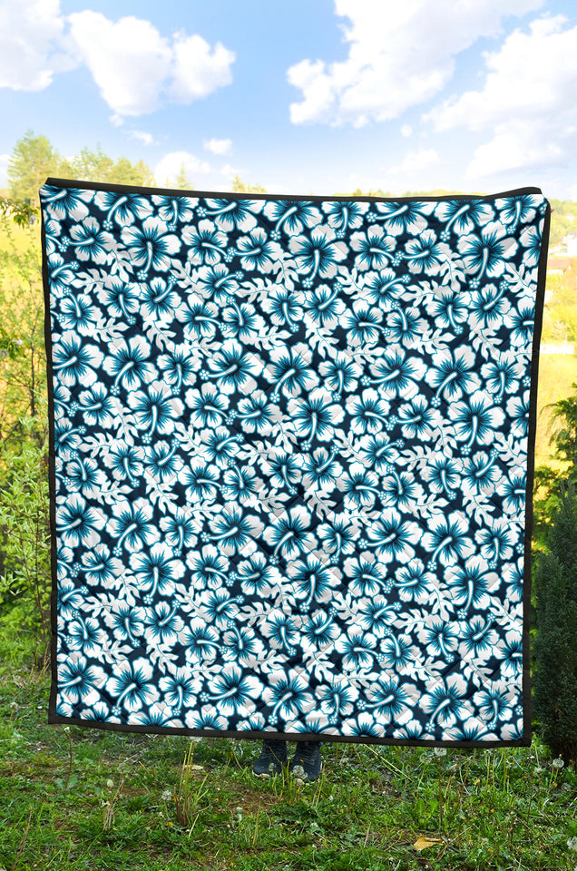 Hibiscus Pattern Print Design 04 Premium Quilt