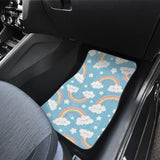 Cute Rainbow Clound Star Pattern Blue Background Front And Back Car Mats