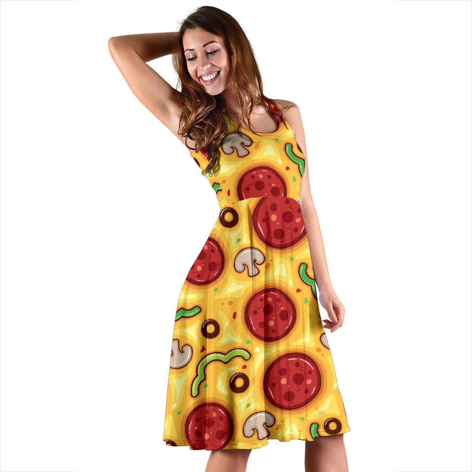 Pizza Texture Pattern Sleeveless Midi Dress