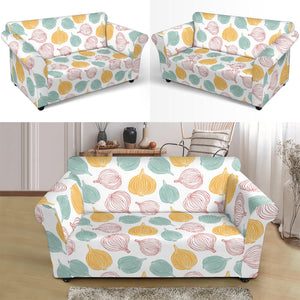 Colorful Onions White Background Loveseat Couch Slipcover