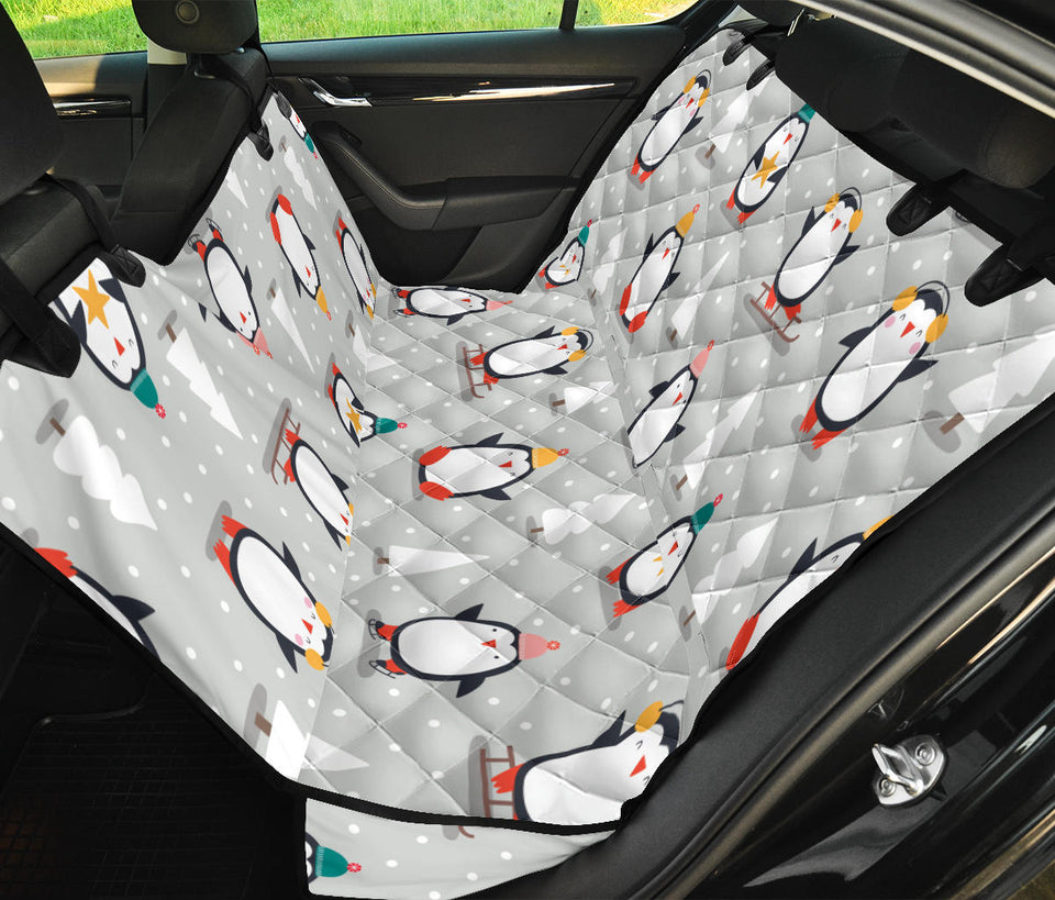 Cute Penguin Christmas Pattern Dog Car Seat Covers