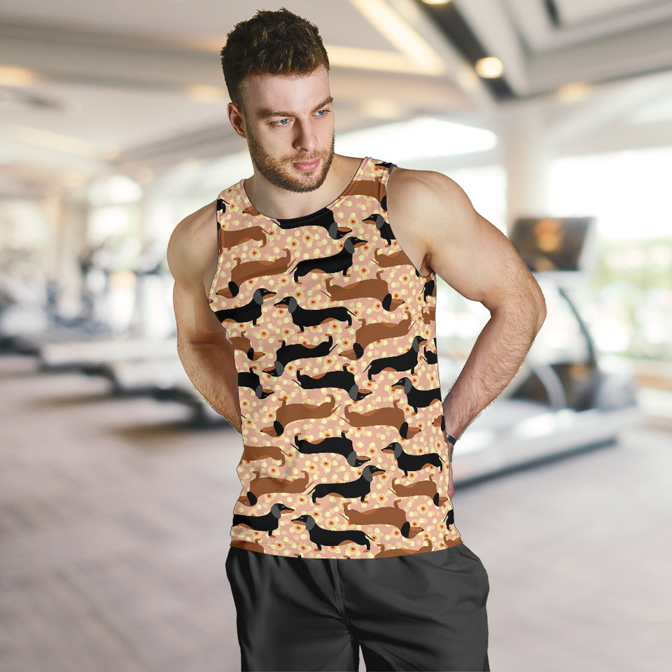 Dachshund floral background Men Tank Top