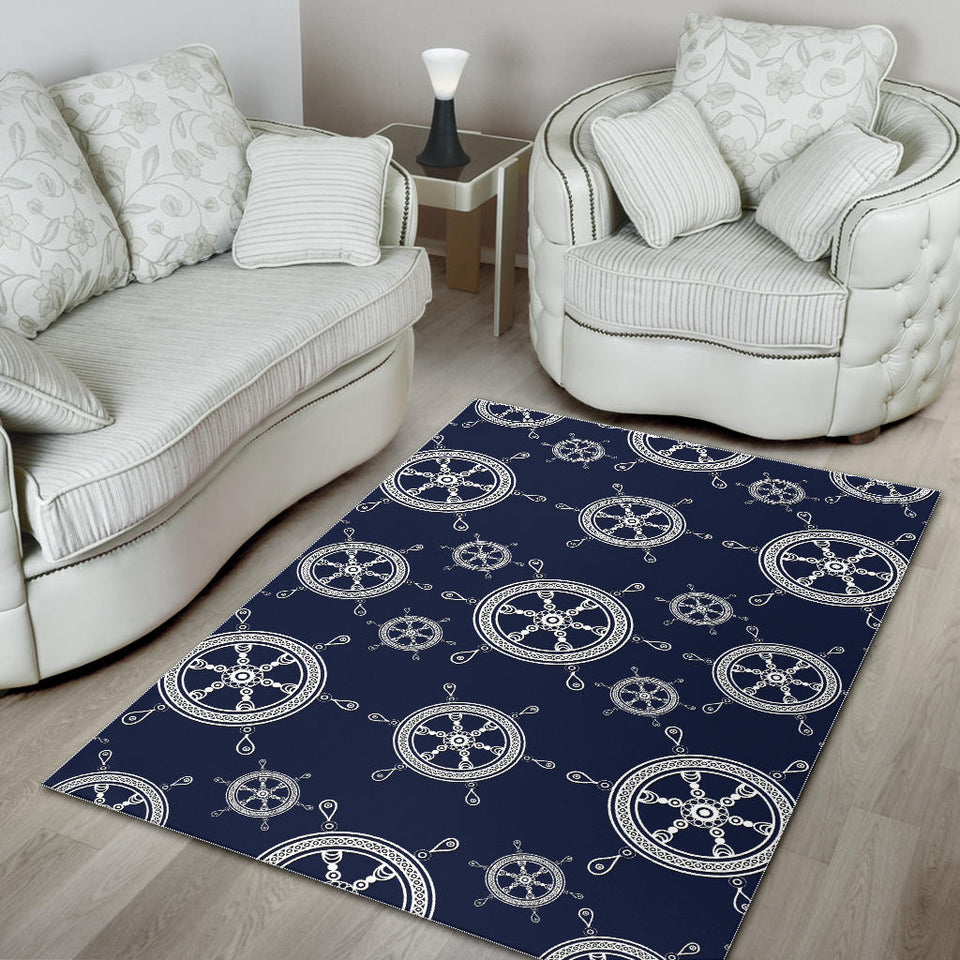 Nautical Steering Wheel Design Pattern Area Rug