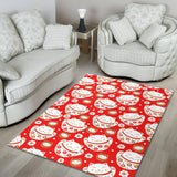 Cute Maneki Neko Lucky Cat Red Background Area Rug