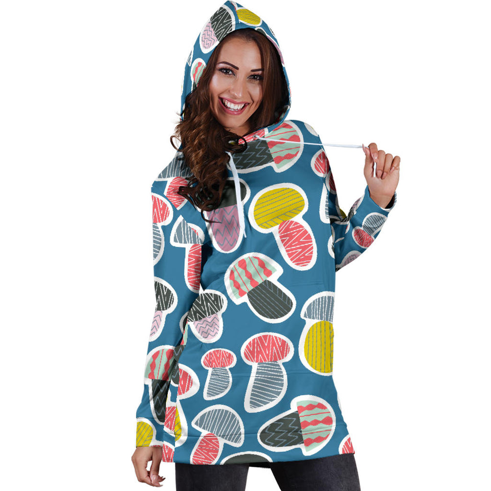 Colorful Mushroom Design Pattern Women'S Hoodie Dress
