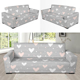 Heart Pattern Gray Background Sofa Slipcover