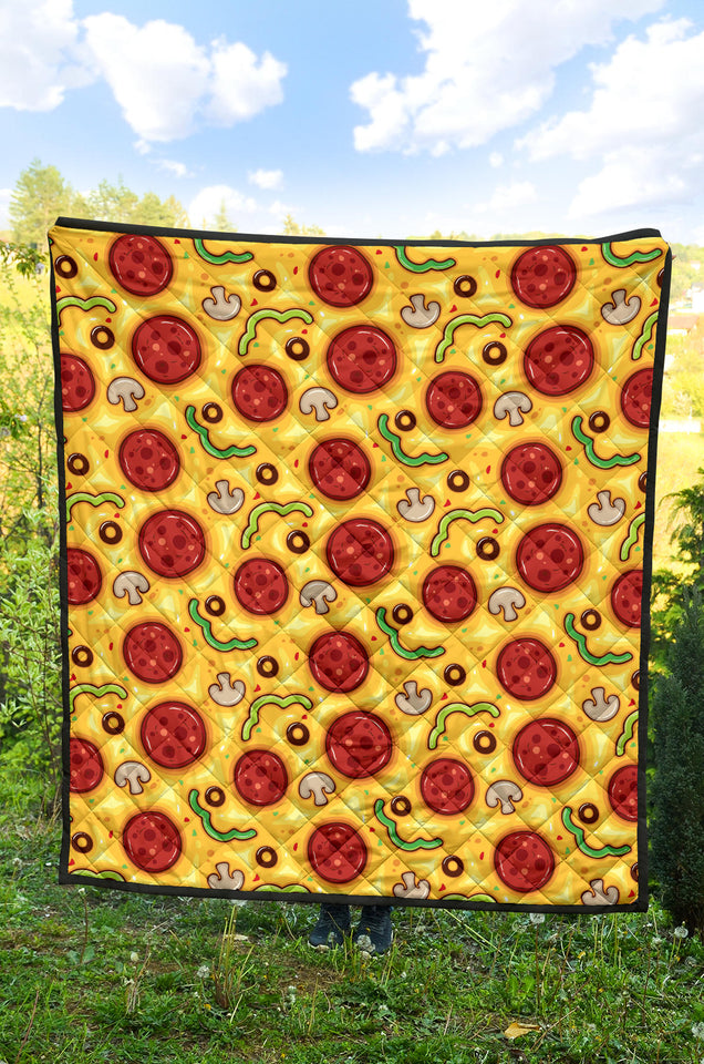 Pizza Texture Pattern Premium Quilt