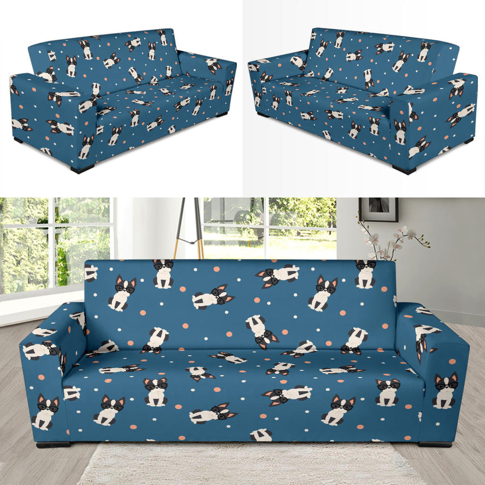 Cute Boston Terrier Dog Spattern Sofa Slipcover