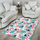 Toucan Tropical Flower Leave Pattern Area Rug