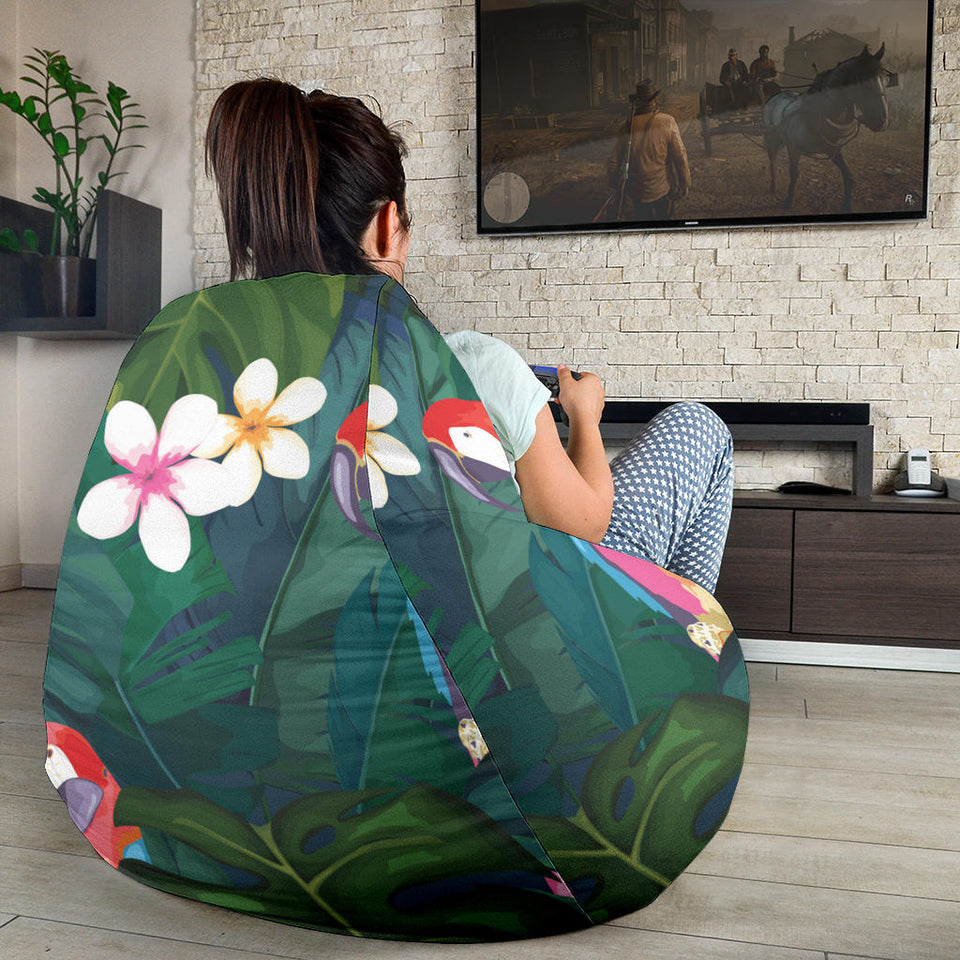Parrot Palm Tree Leaves Flower Hibiscus Pattern Bean Bag Cover