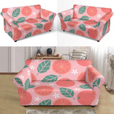 Grapefruit Leaves Flower Pink Background Loveseat Couch Slipcover