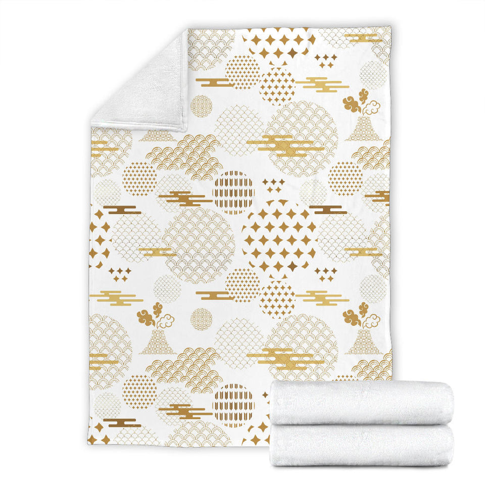 Beautiful Gold Japanese Pattern Premium Blanket