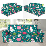 Snowman Bird Decorative Elements Christmas Pattern Sofa Slipcover