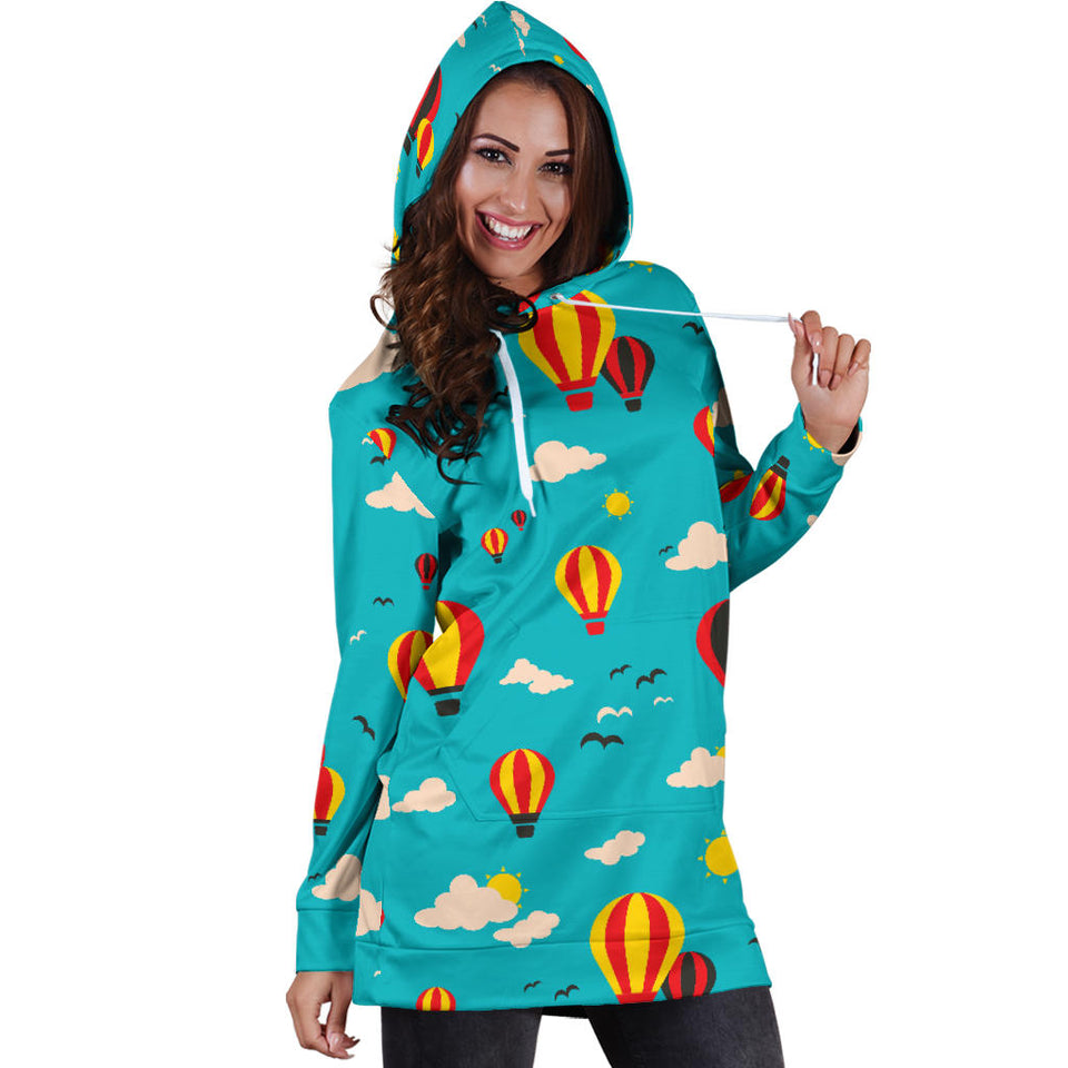 Hot Air Balloon Sky Pattern Women'S Hoodie Dress
