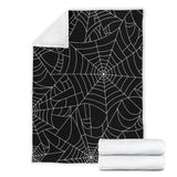 Spider Web Pattern Black Background White Cobweb Premium Blanket