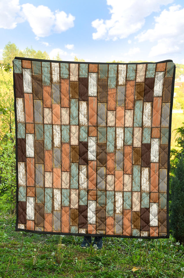 Wood Printed Pattern Print Design 02 Premium Quilt