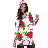 Dragon Fruits White Background Women'S Hoodie Dress