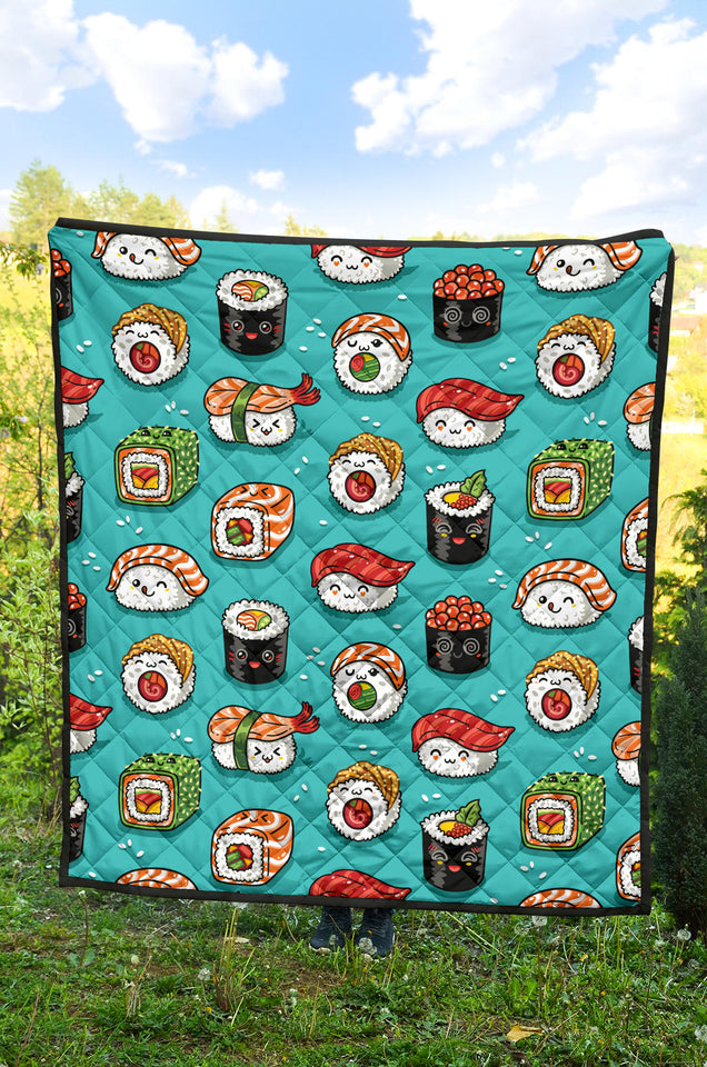 Cute Sushi Pattern Premium Quilt