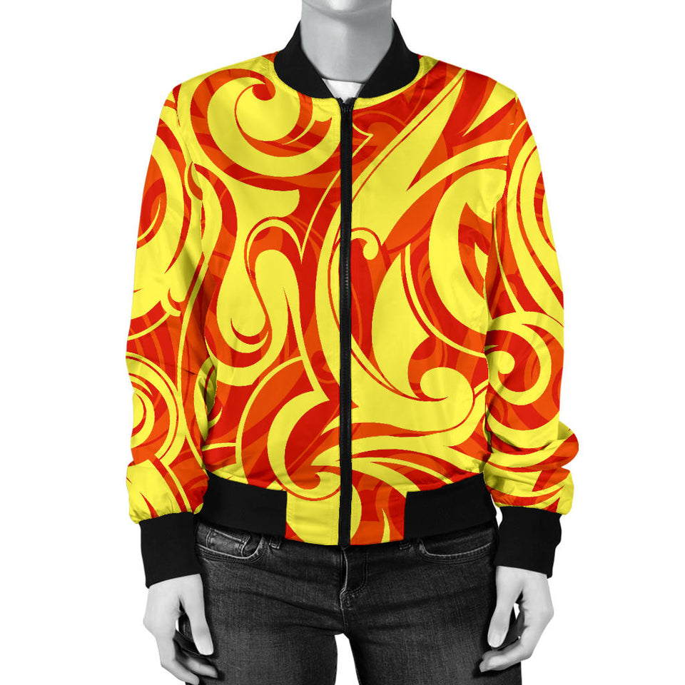 Fire Flame Design Pattern Women'S Bomber Jacket