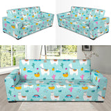 Llama Alpaca Cactus Leaves Pattern Sofa Slipcover