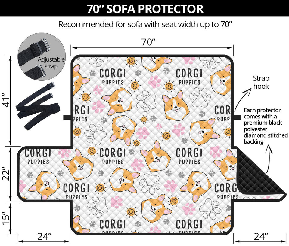 Corgi Dog Pattern Sofa Cover Protector