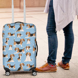 Beagle Dog Blue Background Pattern Luggage Covers