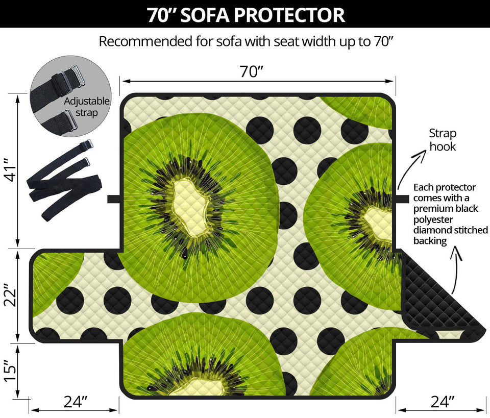 kiwi black dot background Sofa Cover Protector